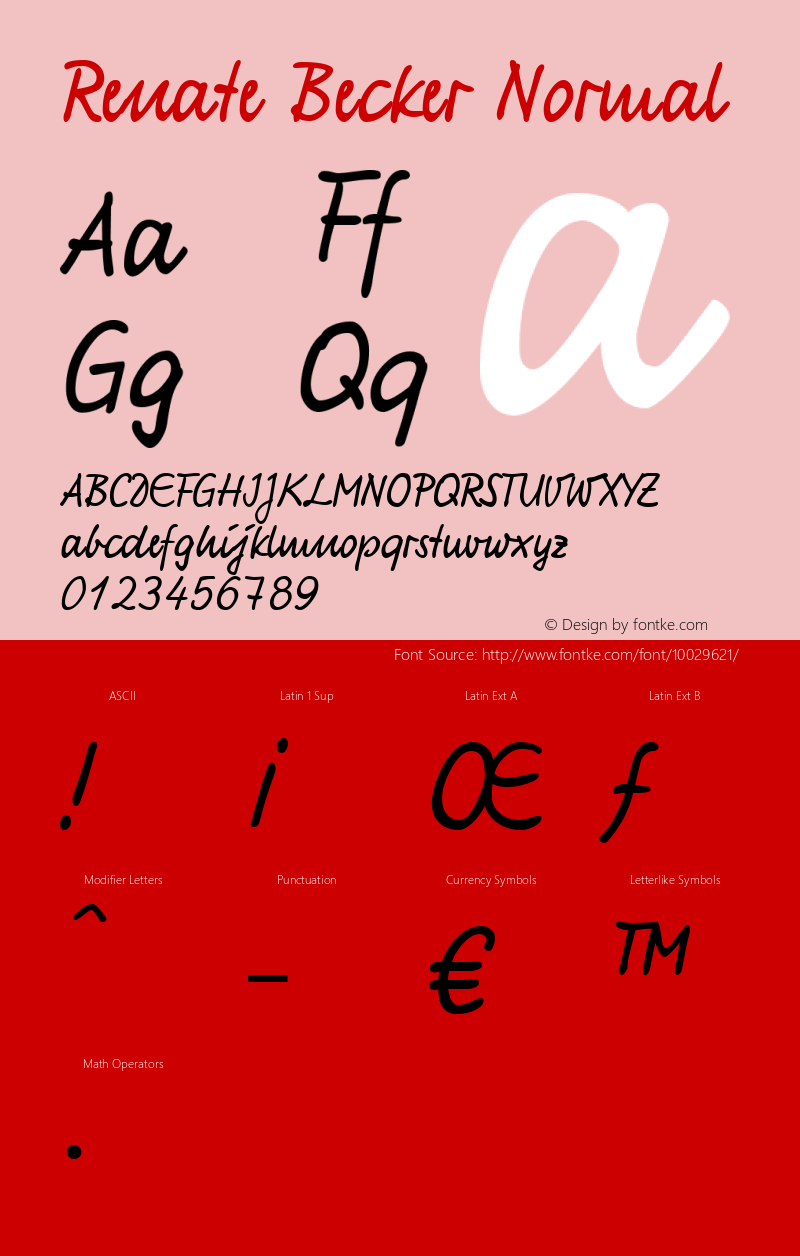 Renate Becker Normal 1.0 Sat May 06 13:44:40 2000 Font Sample