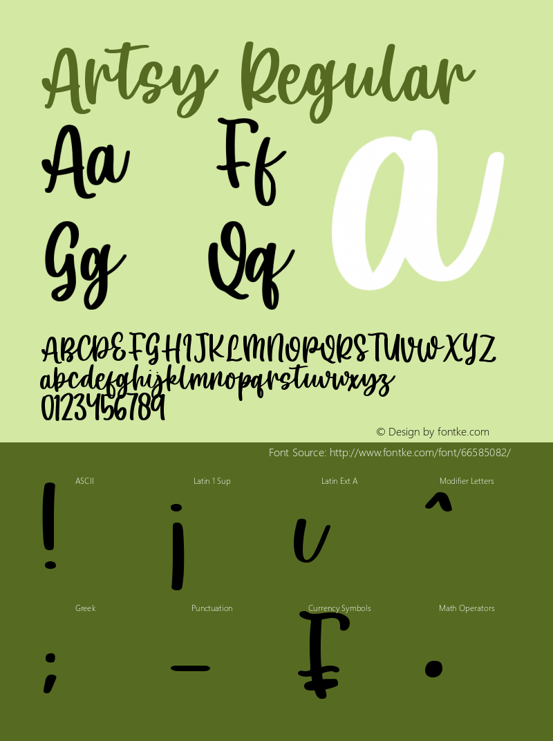 Artsy Version 1.00;June 5, 2020;FontCreator 11.5.0.2430 64-bit Font Sample