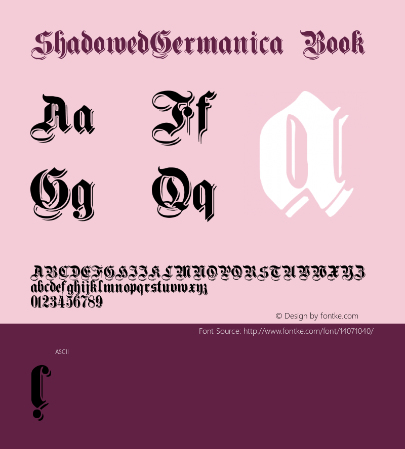 ShadowedGermanica Book Version 001.000 Font Sample