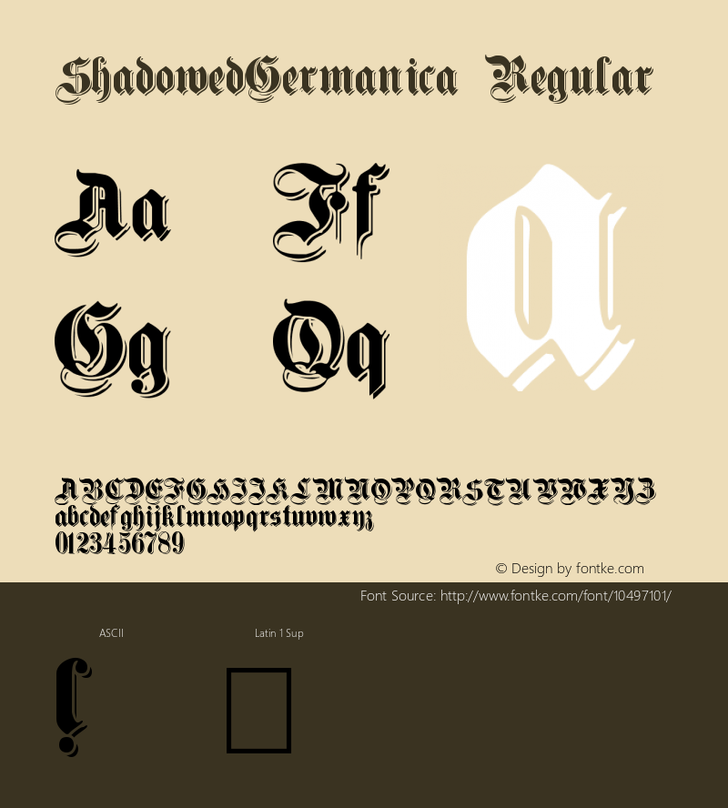 ShadowedGermanica Regular 001.000 Font Sample