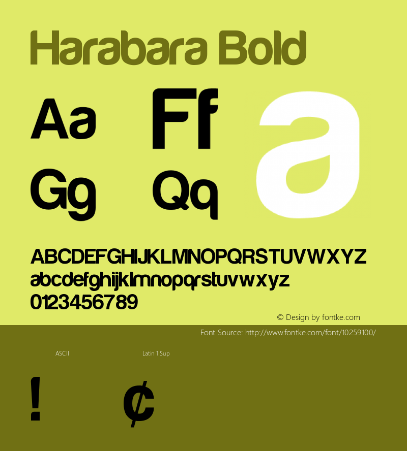 Harabara Bold Unknown Font Sample