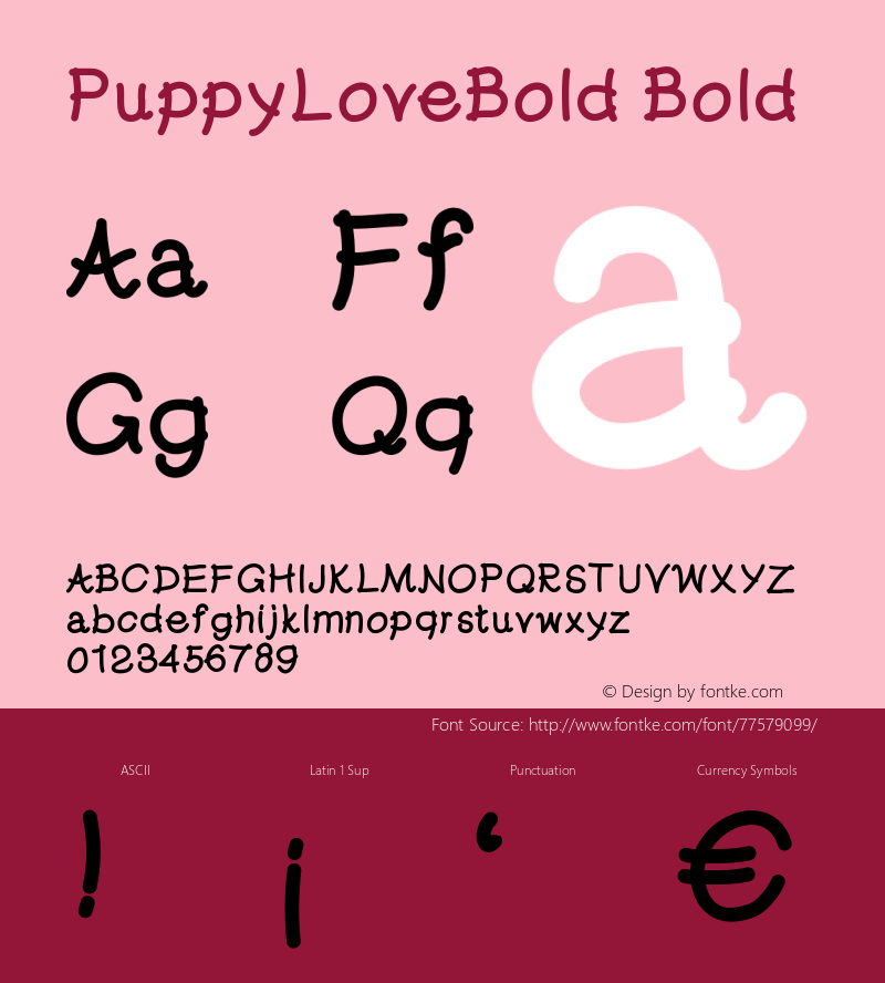 PuppyLoveBold Version 001.000 Font Sample