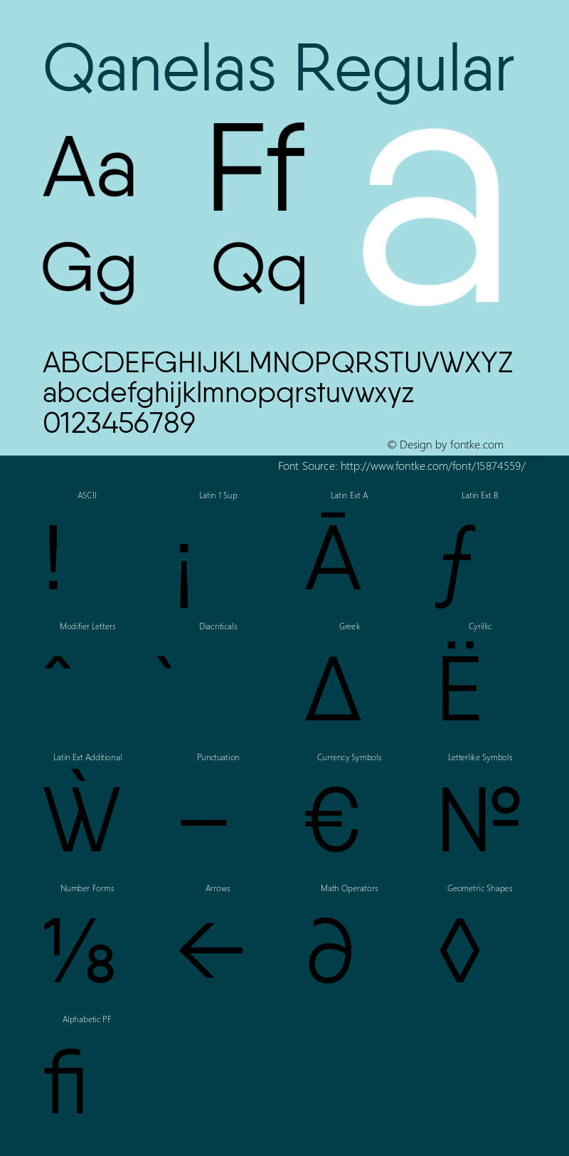 Qanelas Regular Version 1.030 Font Sample