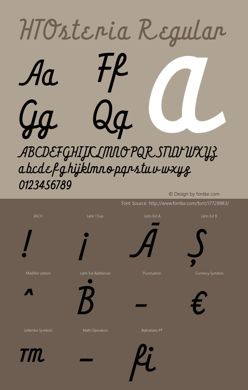 HTOsteria Regular 001.001 Font Sample