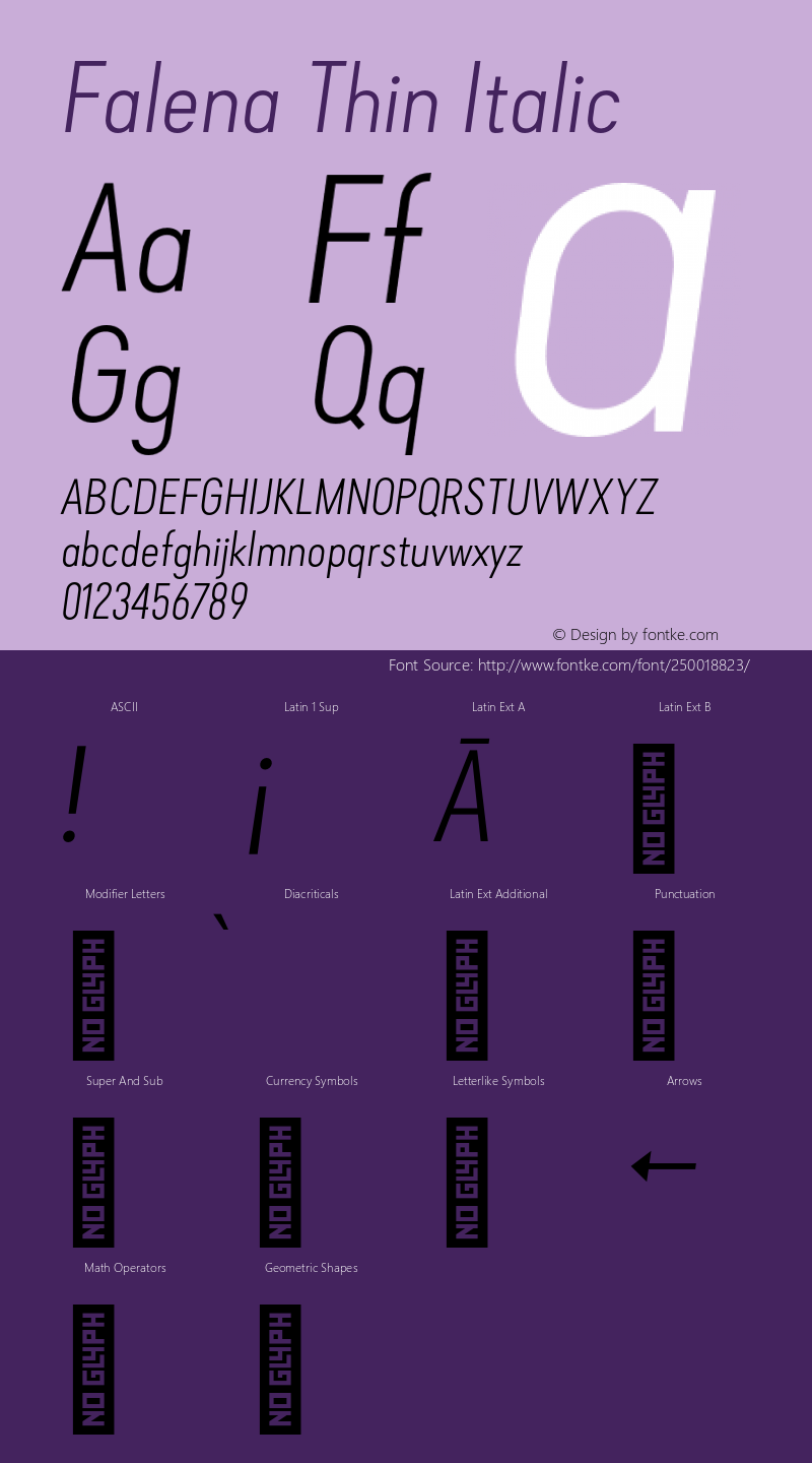 Falena Thin Italic Version 1.000;PS 001.000;hotconv 1.0.88;makeotf.lib2.5.64775图片样张