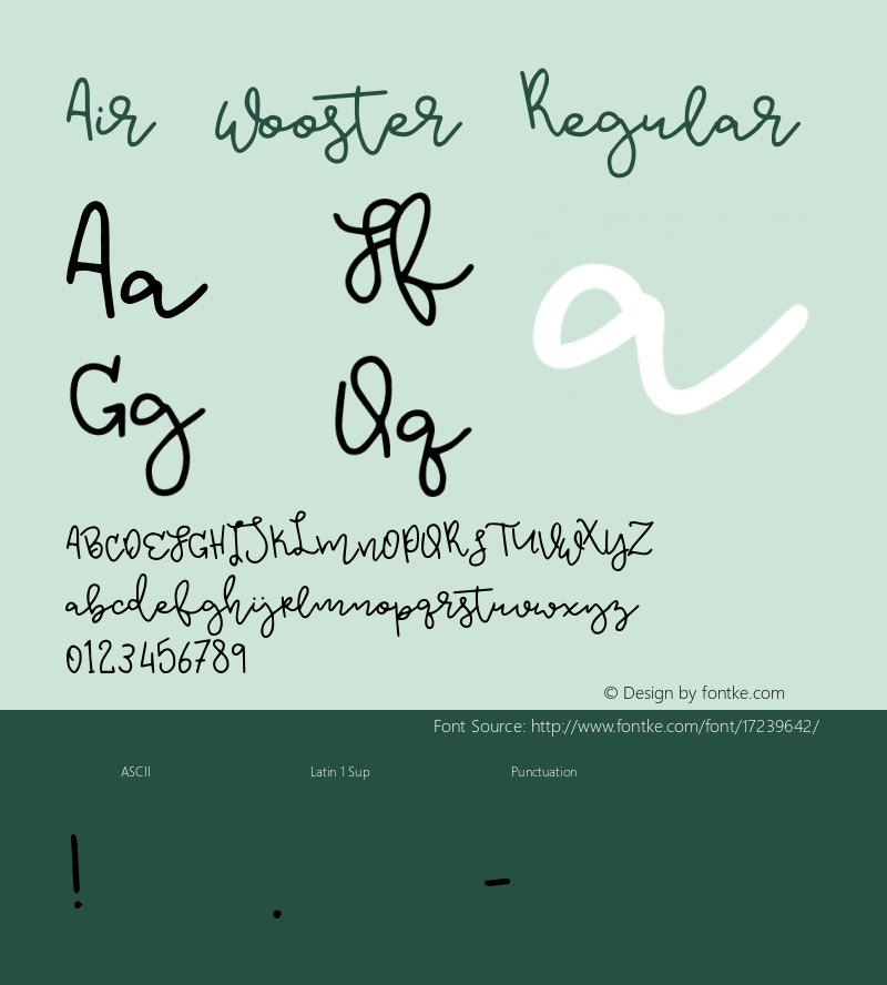 Air Wooster Regular Version 1.000;PS 001.000;hotconv 1.0.88;makeotf.lib2.5.64775 Font Sample