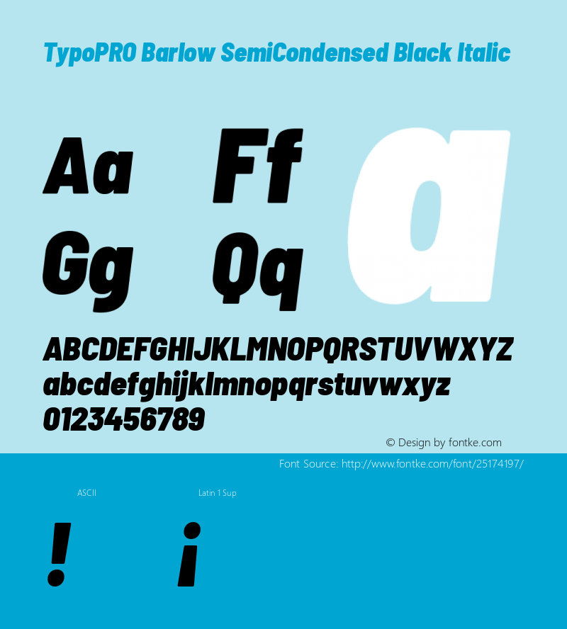 TypoPRO Barlow Semi Condensed Black Italic Version 1.301 Font Sample