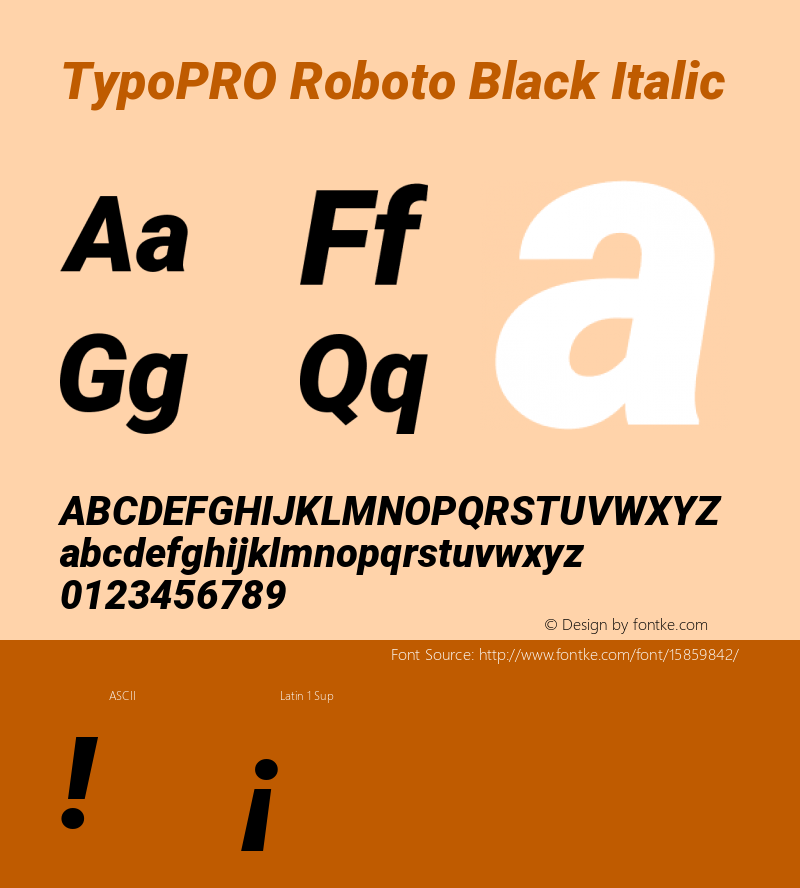 TypoPRO Roboto Black Italic Version 2.001047; 2015 Font Sample