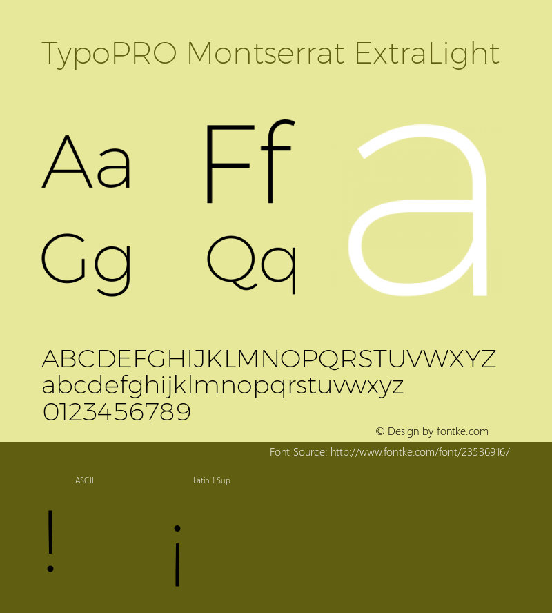 TypoPRO Montserrat ExtraLight Version 6.001 Font Sample