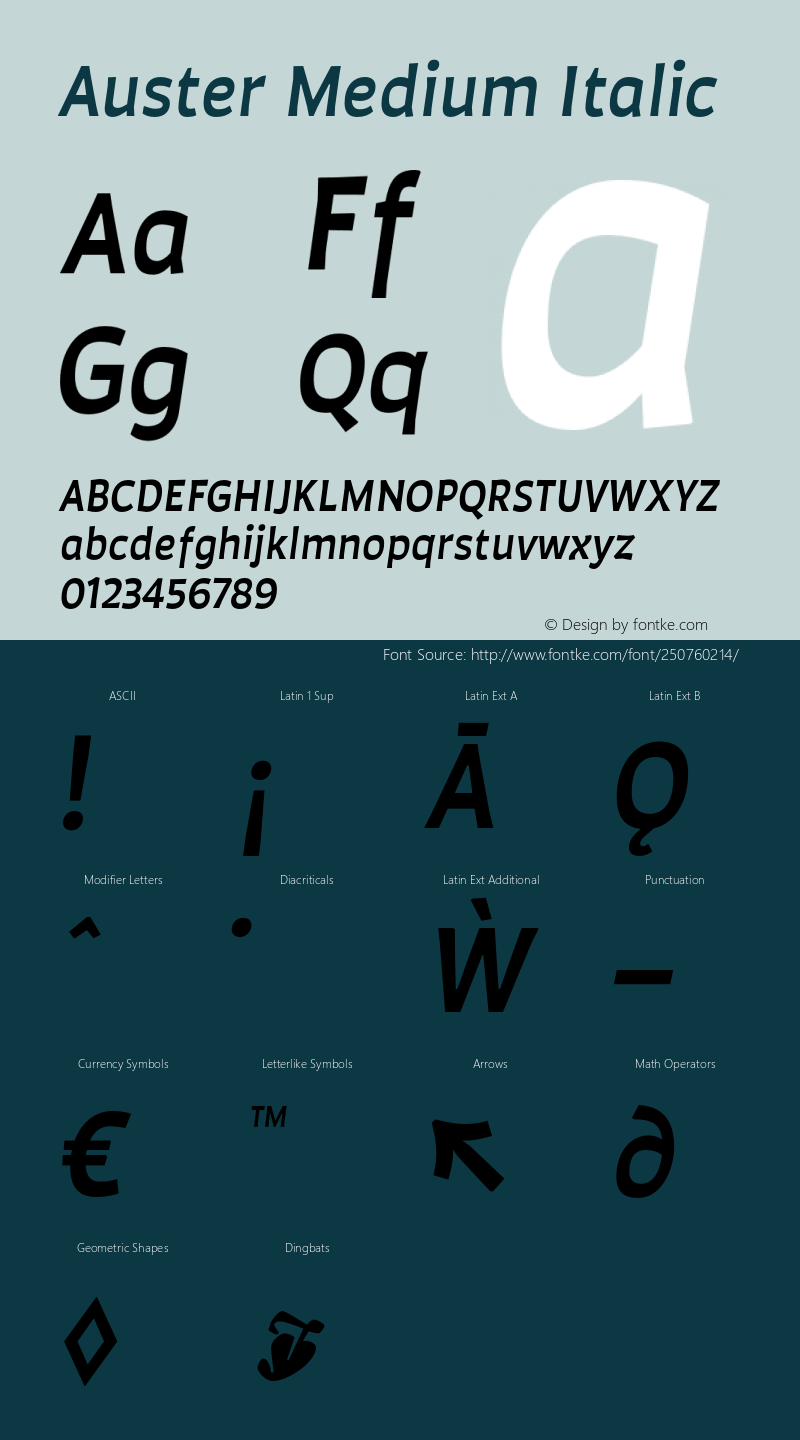 Auster Medium Italic Version 1.000;PS 001.000;hotconv 1.0.88;makeotf.lib2.5.64775图片样张