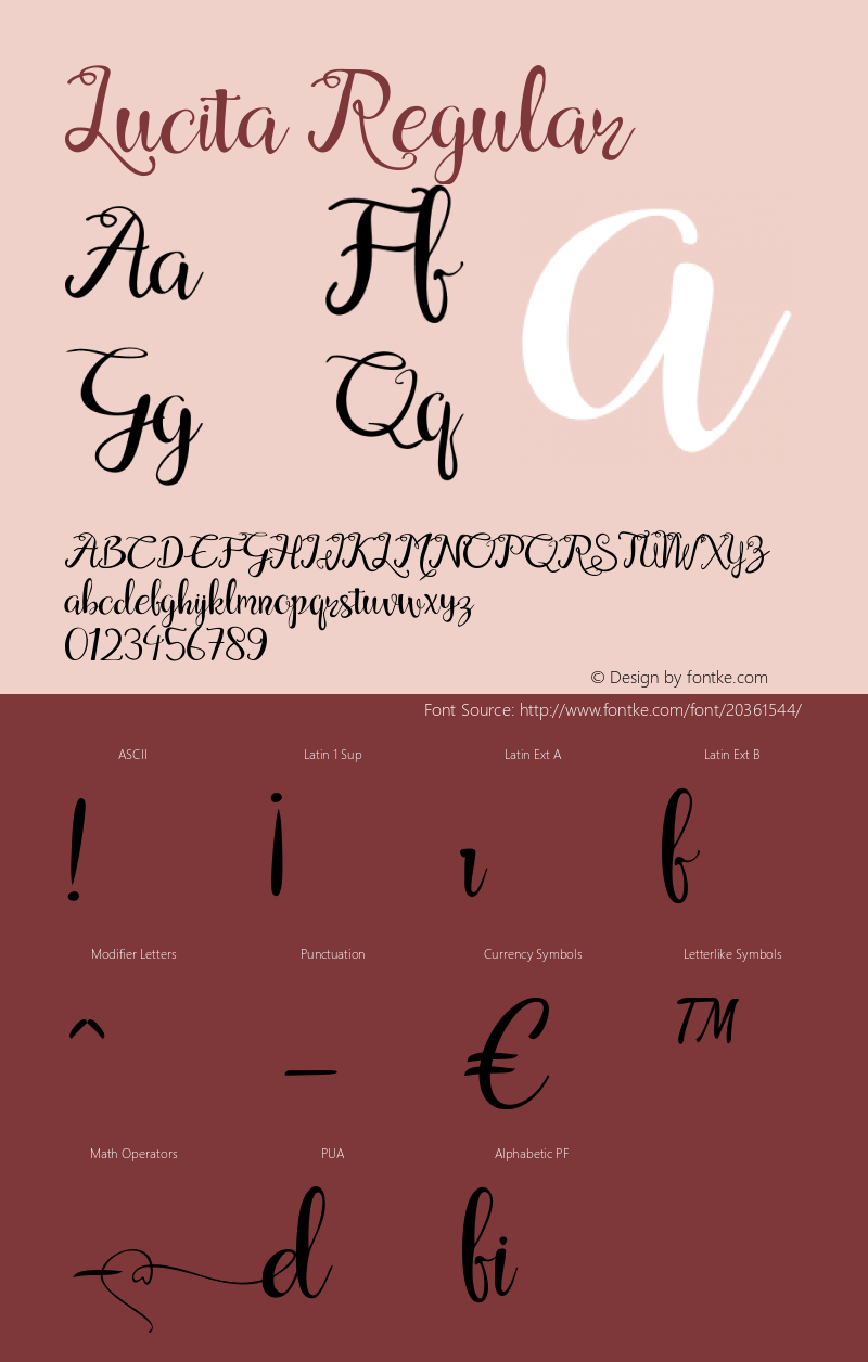 Lucita Version 1.000 Font Sample