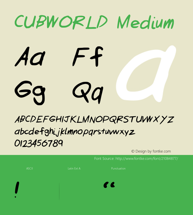 CUBWORLD Version 001.000 Font Sample