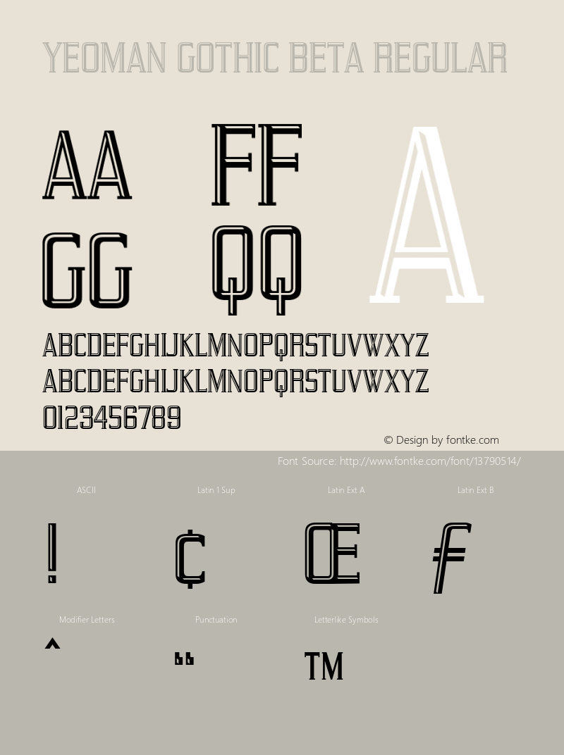 Yeoman Gothic BETA Regular Version 001.001 Font Sample