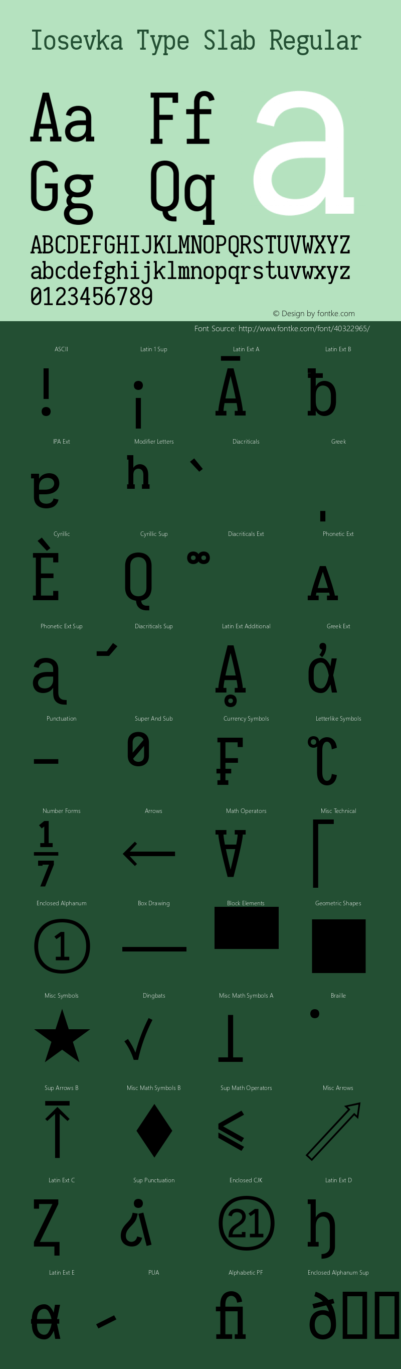 Iosevka Type Slab 2.3.0; ttfautohint (v1.8.3) Font Sample