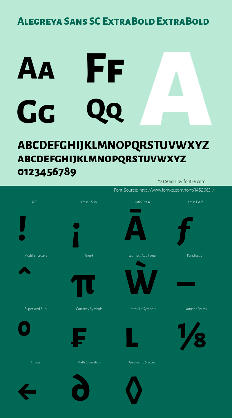 Alegreya Sans SC ExtraBold ExtraBold Version 1.000;PS 001.000;hot Font Sample