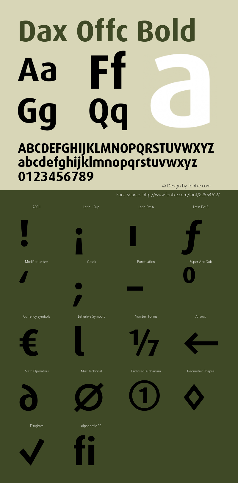 Dax Offc Bold Version 7.504; 2009; Build 1021 Font Sample