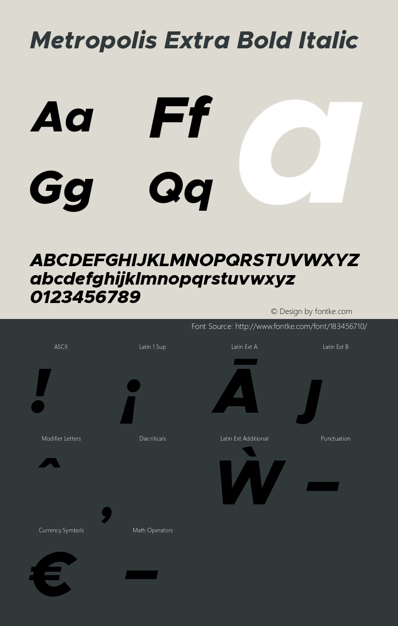 Metropolis Extra Bold Italic Version 1.000图片样张