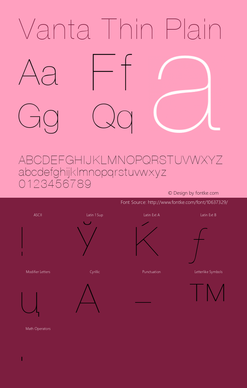 Vanta Thin Plain 001.001 Font Sample