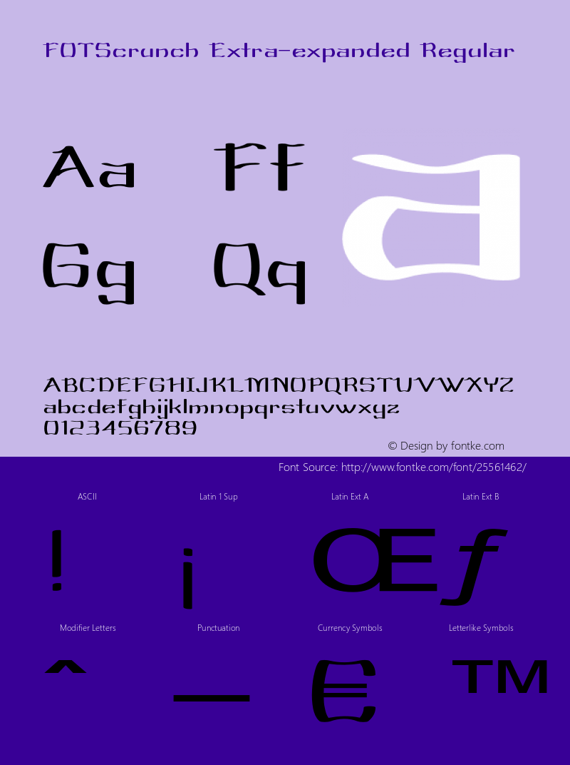 FOTScrunch-ExtraexpandedRegular Version 1.000 Font Sample