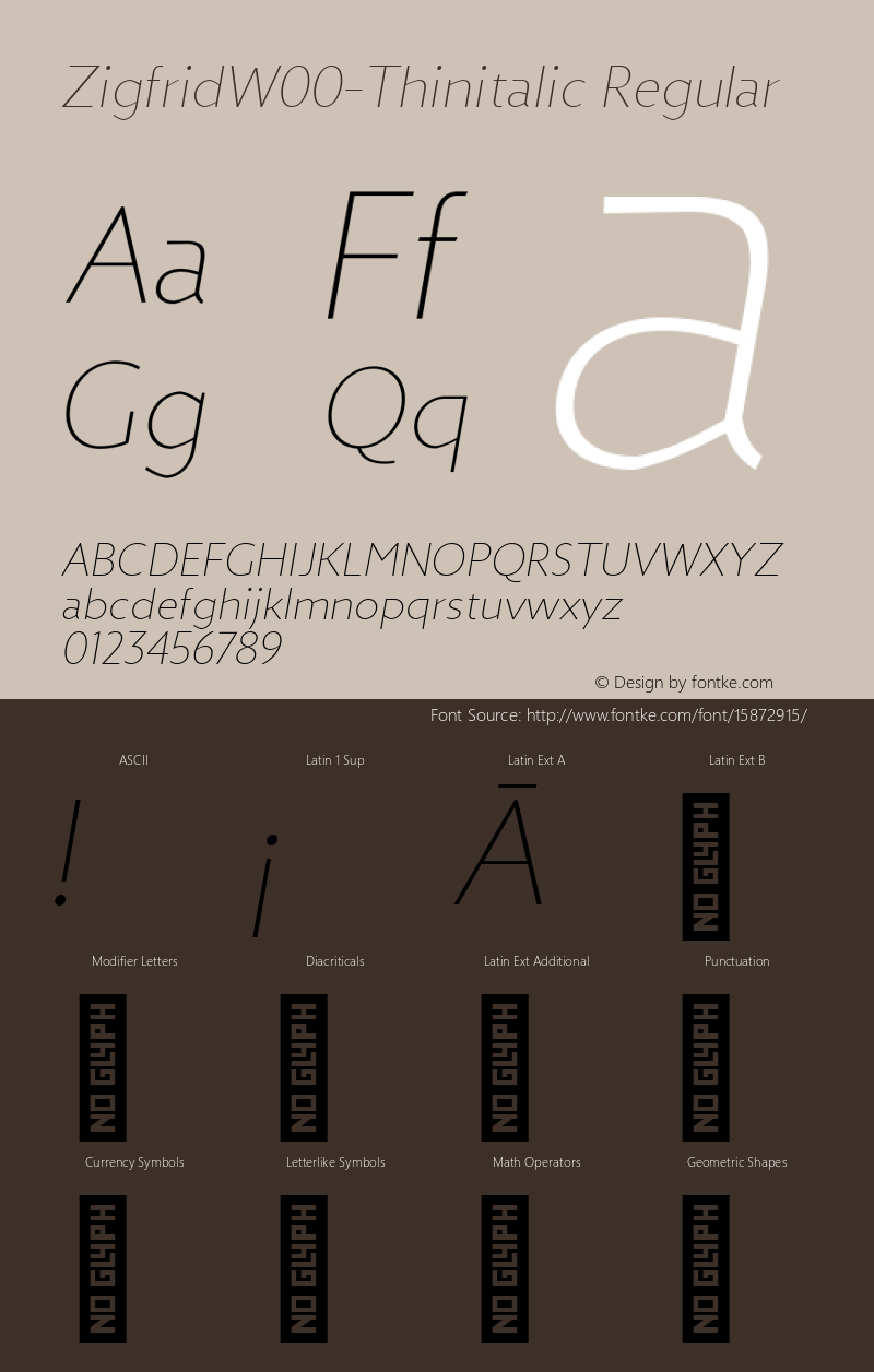 ZigfridW00-Thinitalic Regular Version 1.00 Font Sample