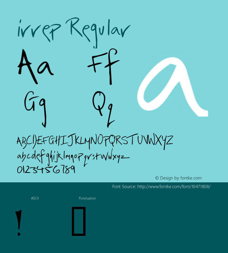 irrep Regular Macromedia Fontographer 4.1 26-08-98 Font Sample