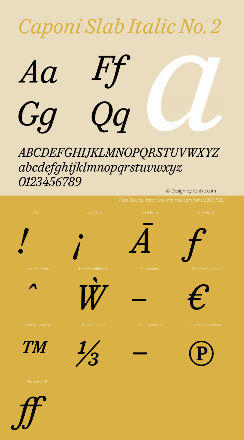 CaponiSlab-ItalicNo2 Version 1.100 Font Sample