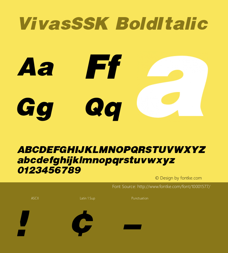 VivasSSK BoldItalic Macromedia Fontographer 4.1 8/14/95 Font Sample