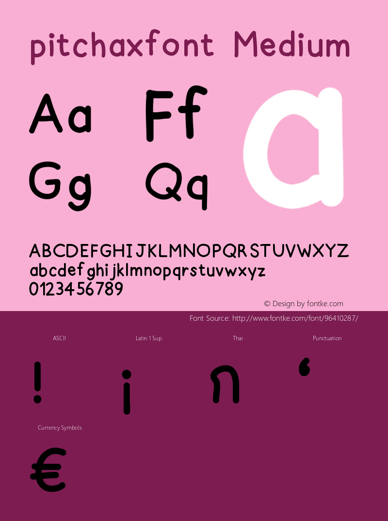 pitchaxfont Version 001.000 Font Sample