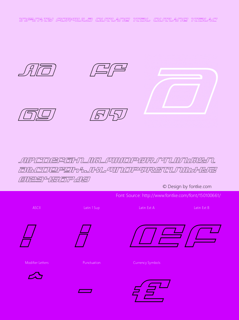 Infinity Formula Outline Ital Version 2.0; 2018 Font Sample