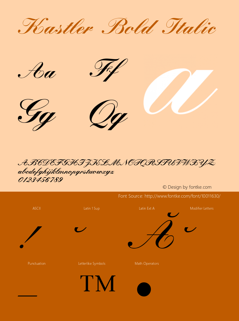 Kastler Bold Italic 1.0 Wed Nov 18 09:40:25 1992 Font Sample