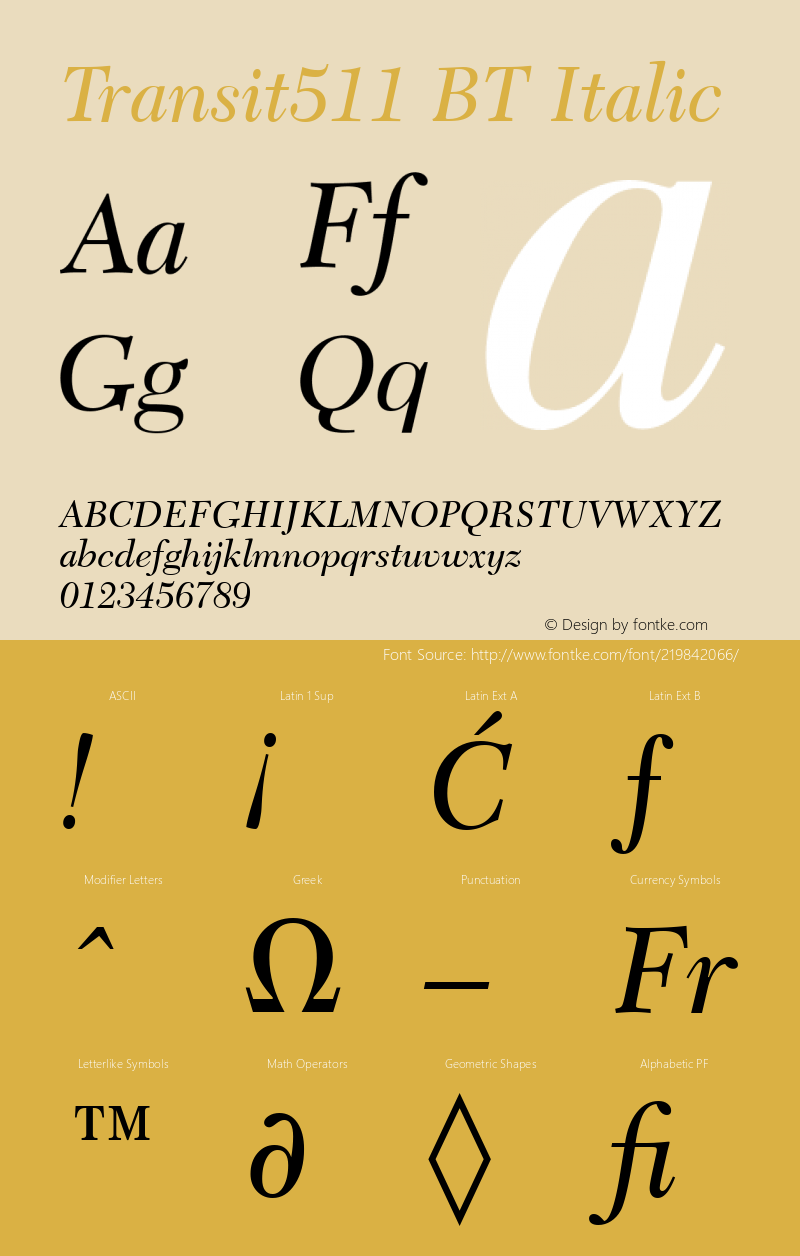 Transit511 BT Italic Version 1.01 emb4-OT图片样张