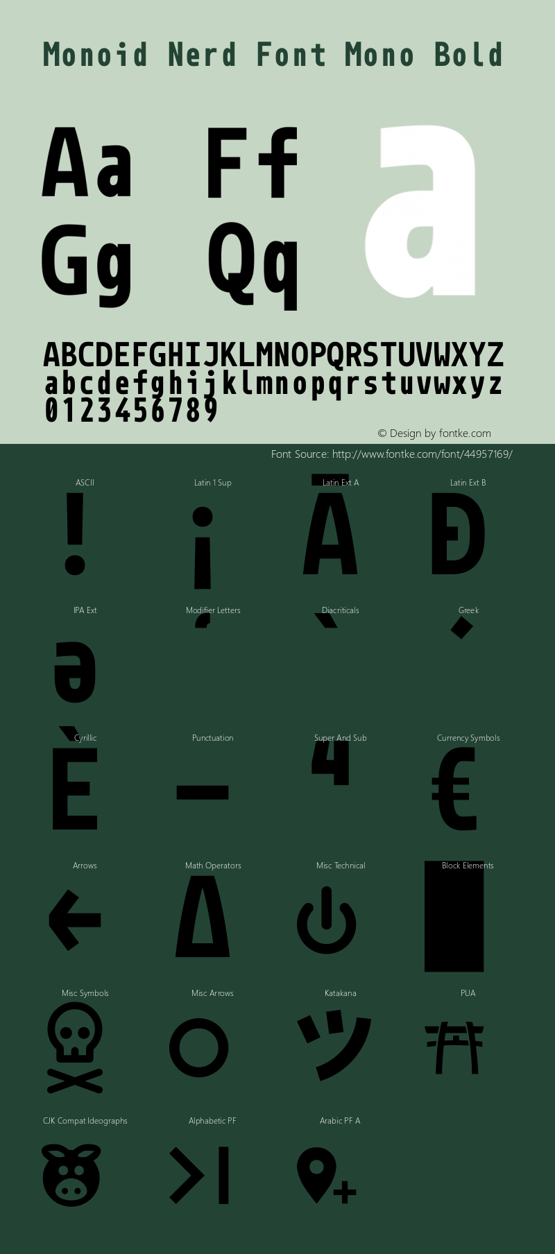 Monoid Bold Nerd Font Complete Mono Version 0.61;Nerd Fonts 2.0. Font Sample