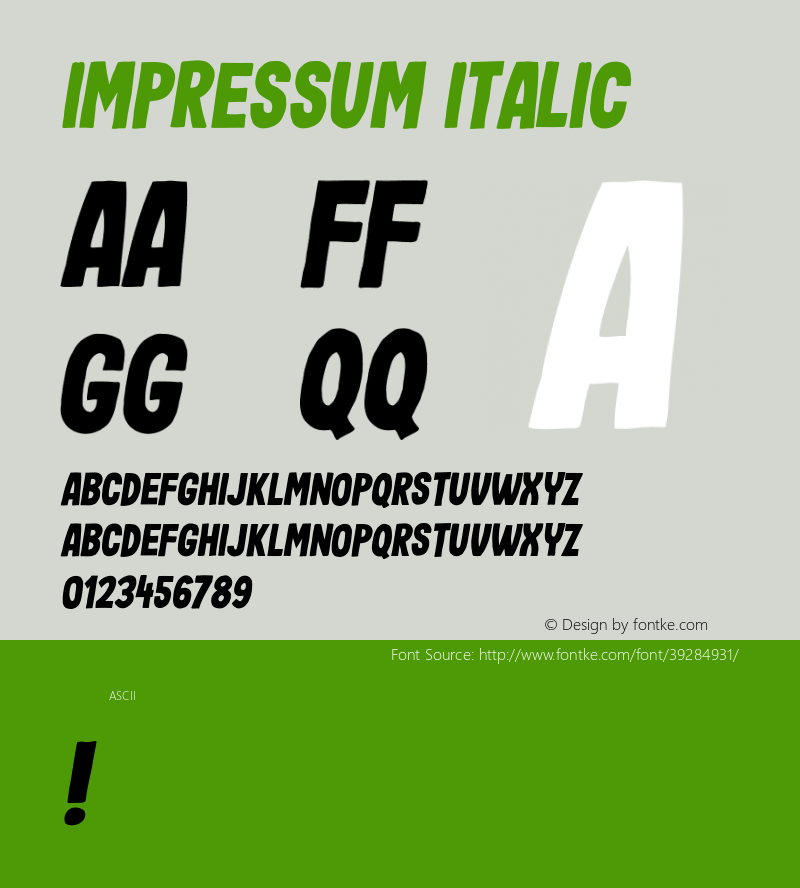 Impressum Italic Version 1.000 Font Sample