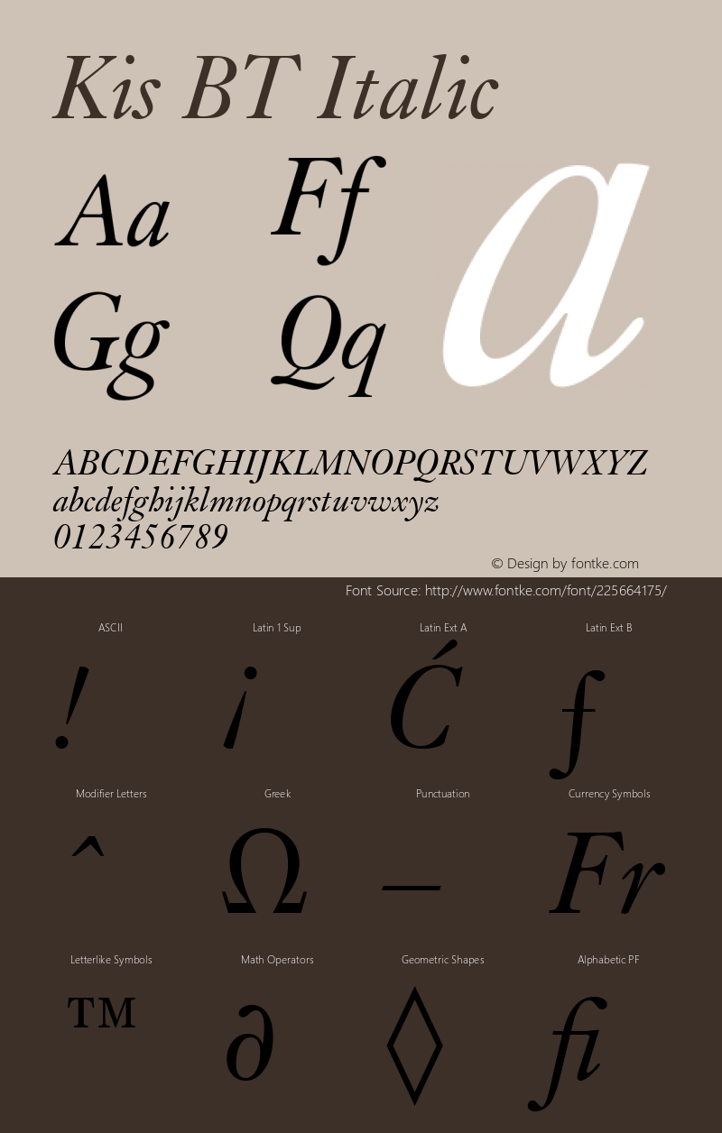 Kis BT Italic Version 1.01 emb4-OT图片样张