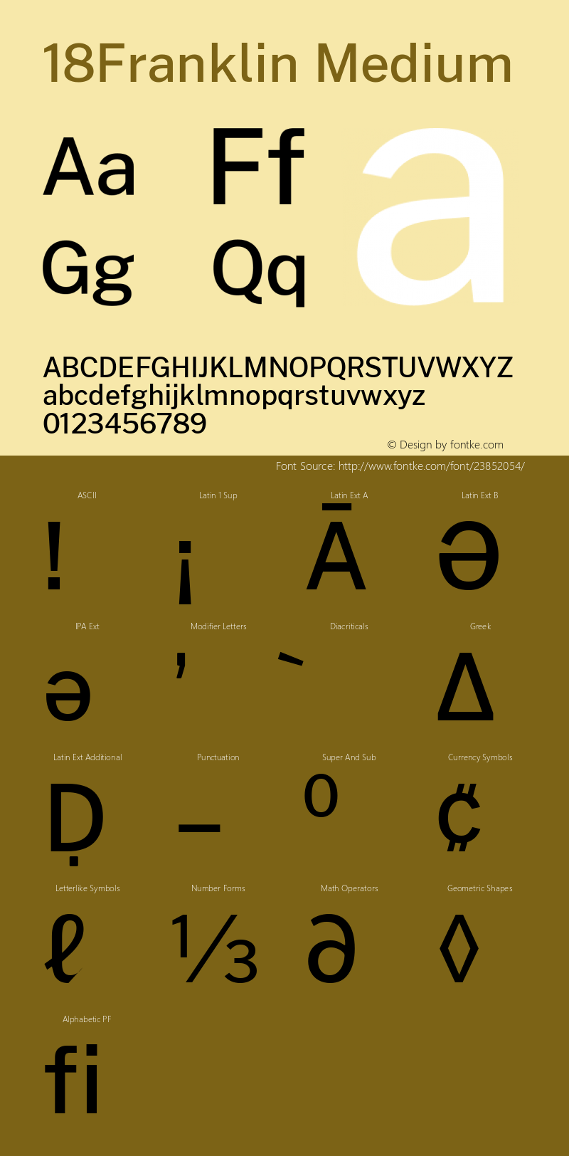 18Franklin Medium Version 0.030 Font Sample