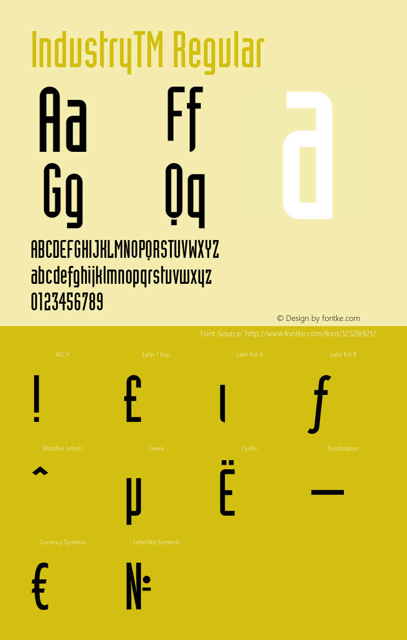 IndustryTM Regular OTF 1.0;PS 001.000;Core 116;AOCM 1.0 28 Font Sample