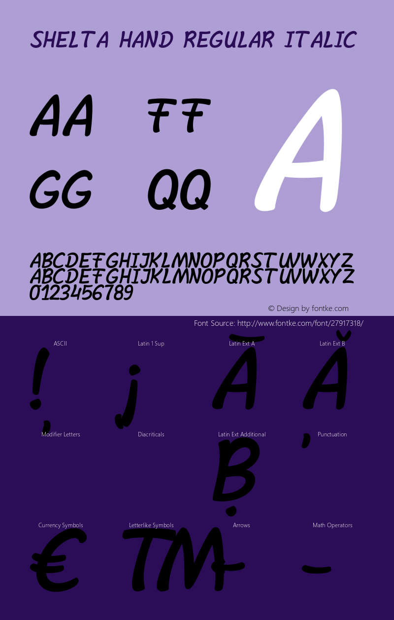 Shelta Hand Regular Italic Version 1.000;PS 001.000;hotconv 1.0.88;makeotf.lib2.5.64775 Font Sample