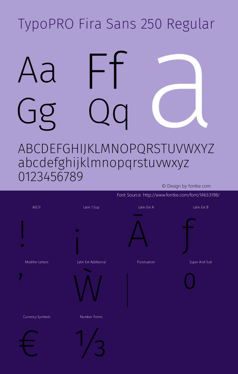 TypoPRO Fira Sans 250 Regular Version 3.105;PS 003.105;hotconv 1.0.70;makeotf.lib2.5.58329 Font Sample