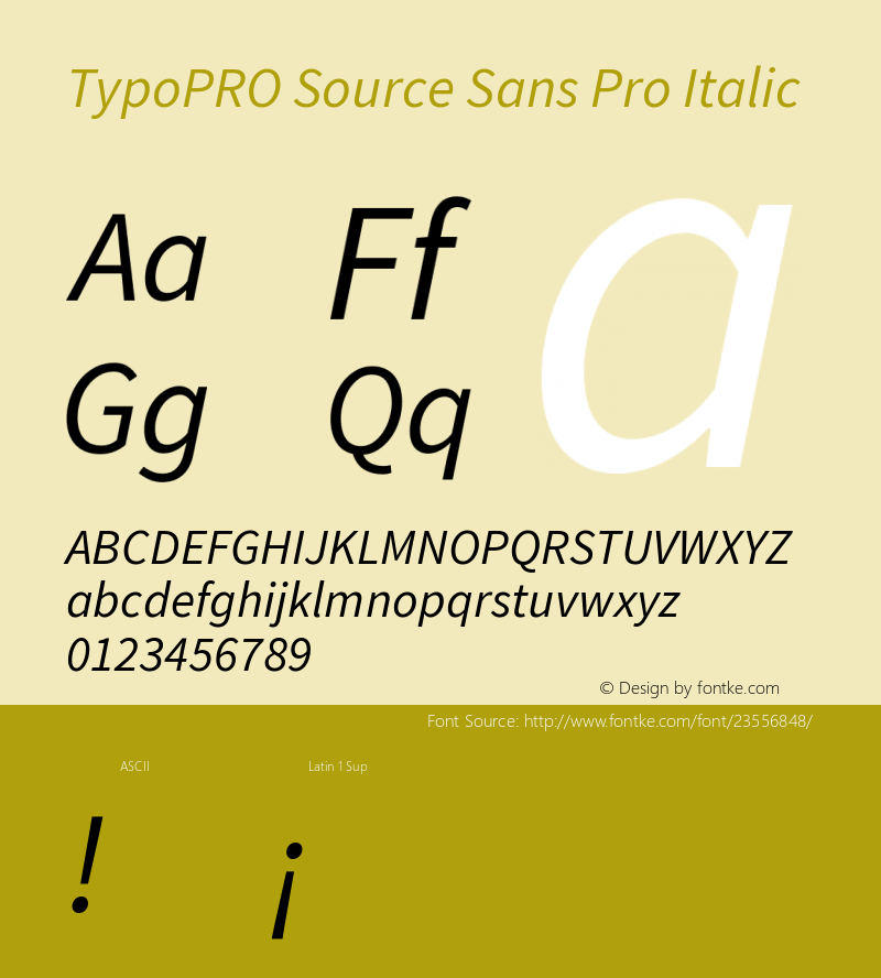 TypoPRO Source Sans Pro Italic Version 1.075;PS 2.000;hotconv 1.0.86;makeotf.lib2.5.63406 Font Sample