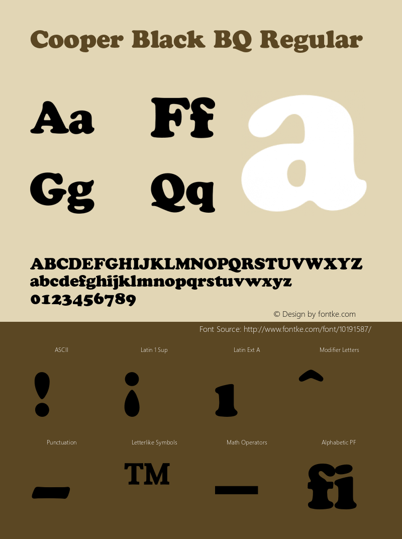 Cooper Black BQ Regular 001.000 Font Sample