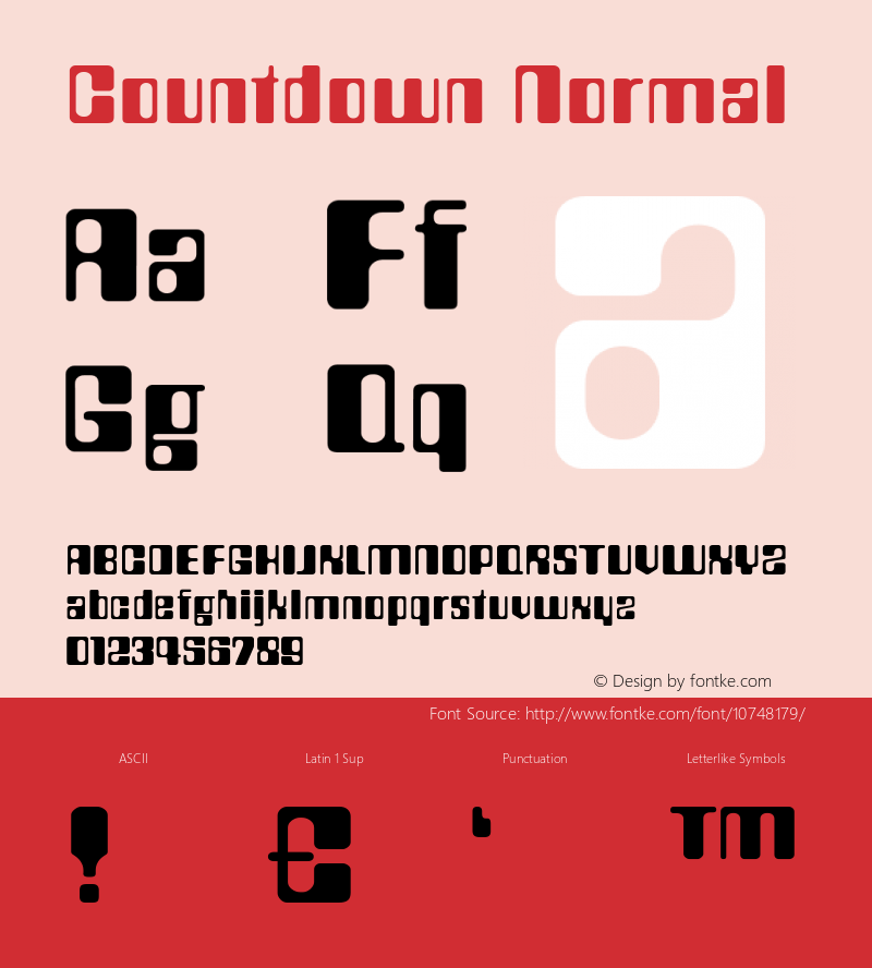 Countdown Normal 001.000 Font Sample