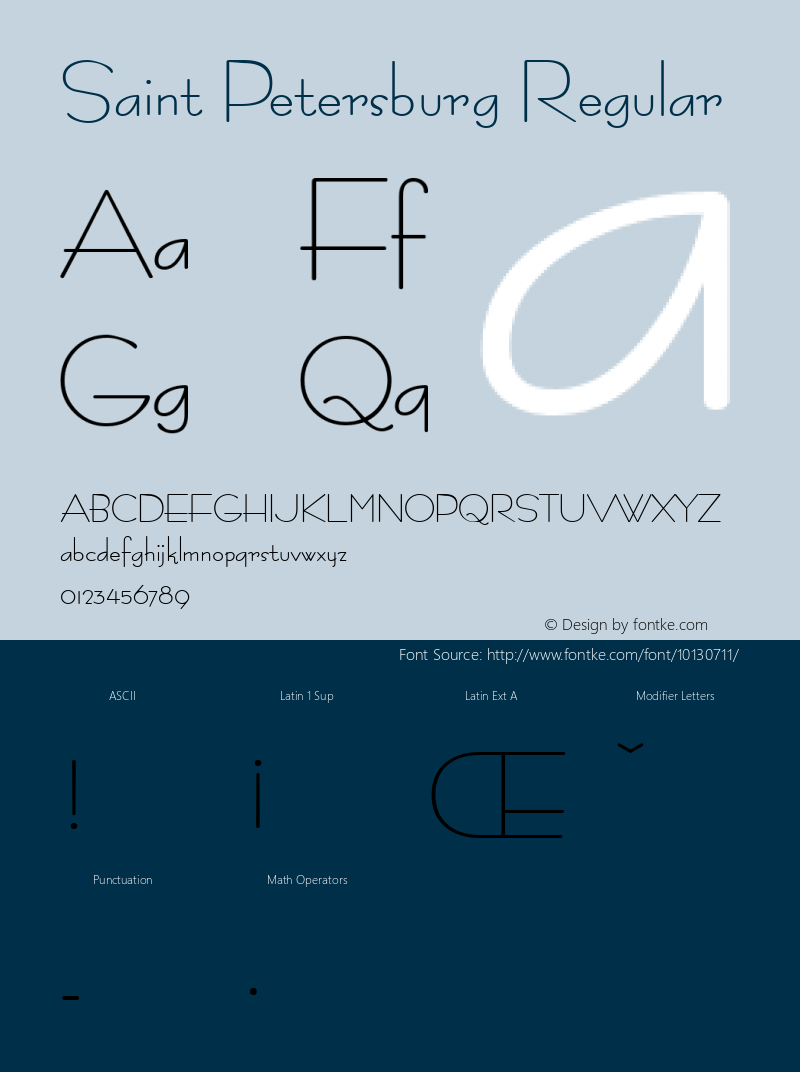 Saint Petersburg Regular Version 1.0; 2003; initial release Font Sample