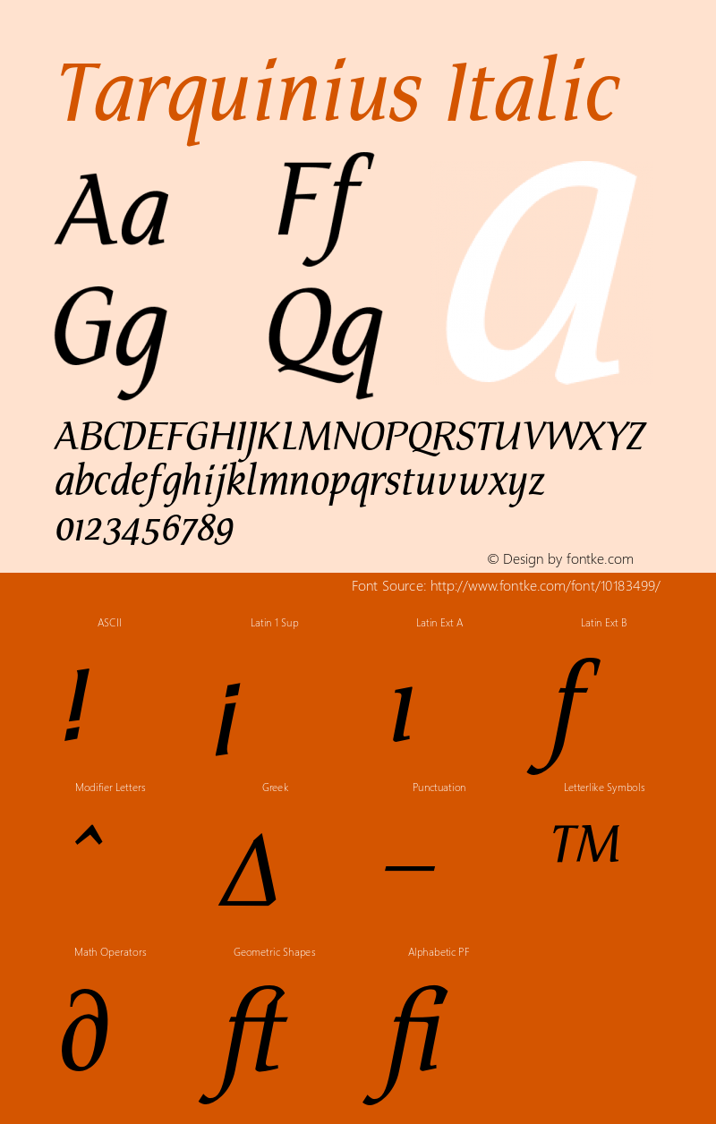 Tarquinius Italic 001.000 Font Sample