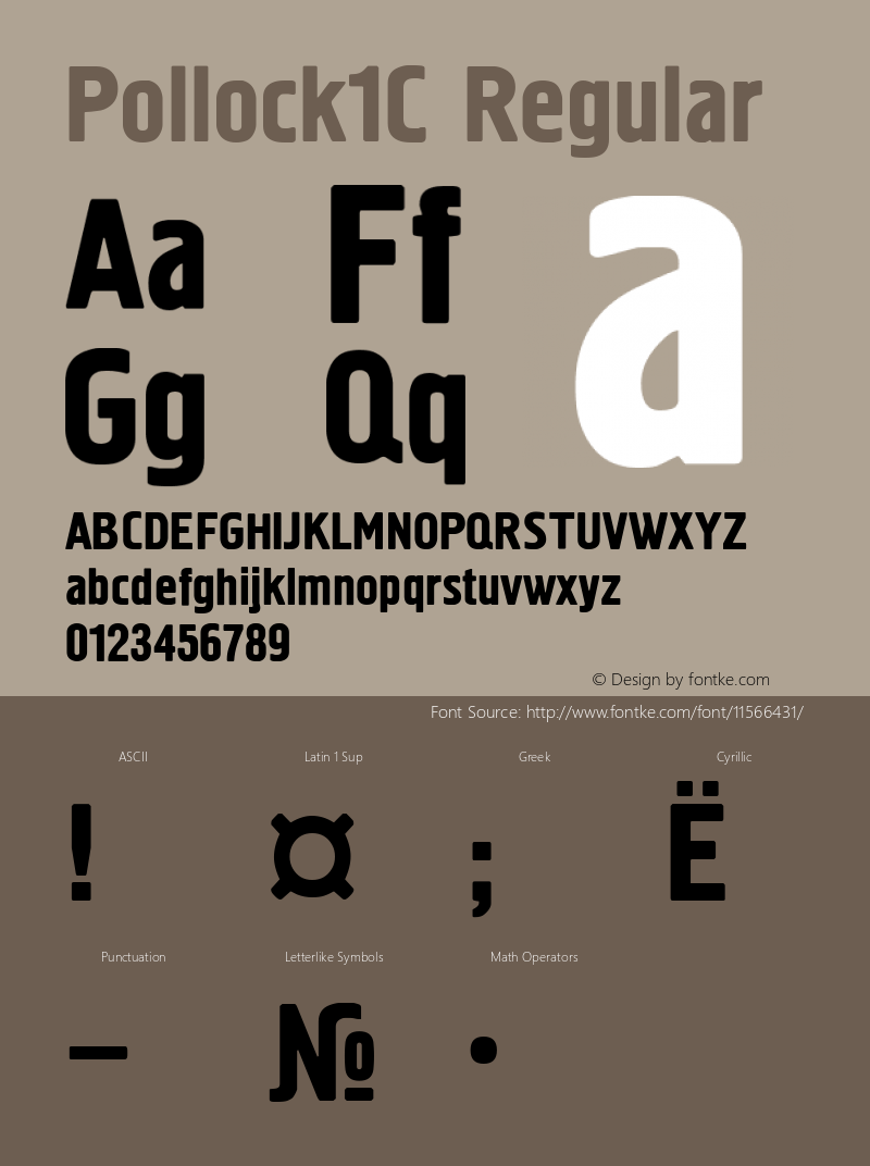 Pollock1C Regular Version Version 1.0 Font Sample