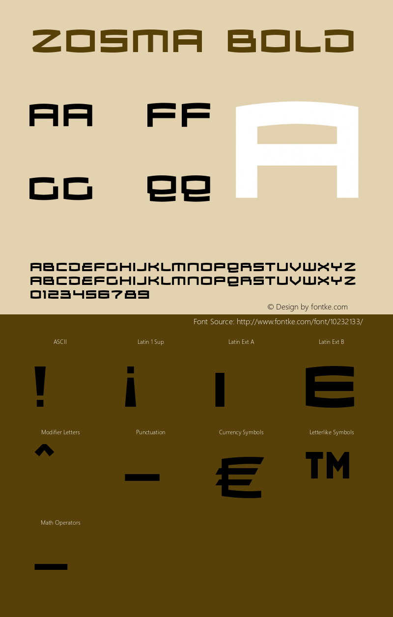 Zosma Bold Version 1.000 2005 initial release Font Sample