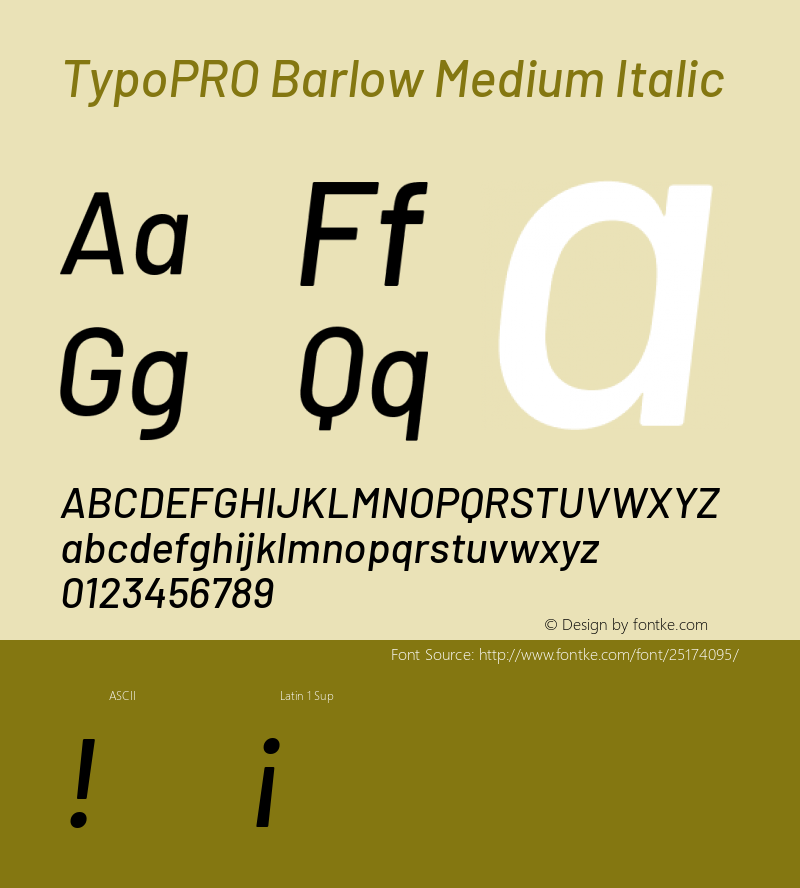 TypoPRO Barlow Medium Italic Version 1.301 Font Sample