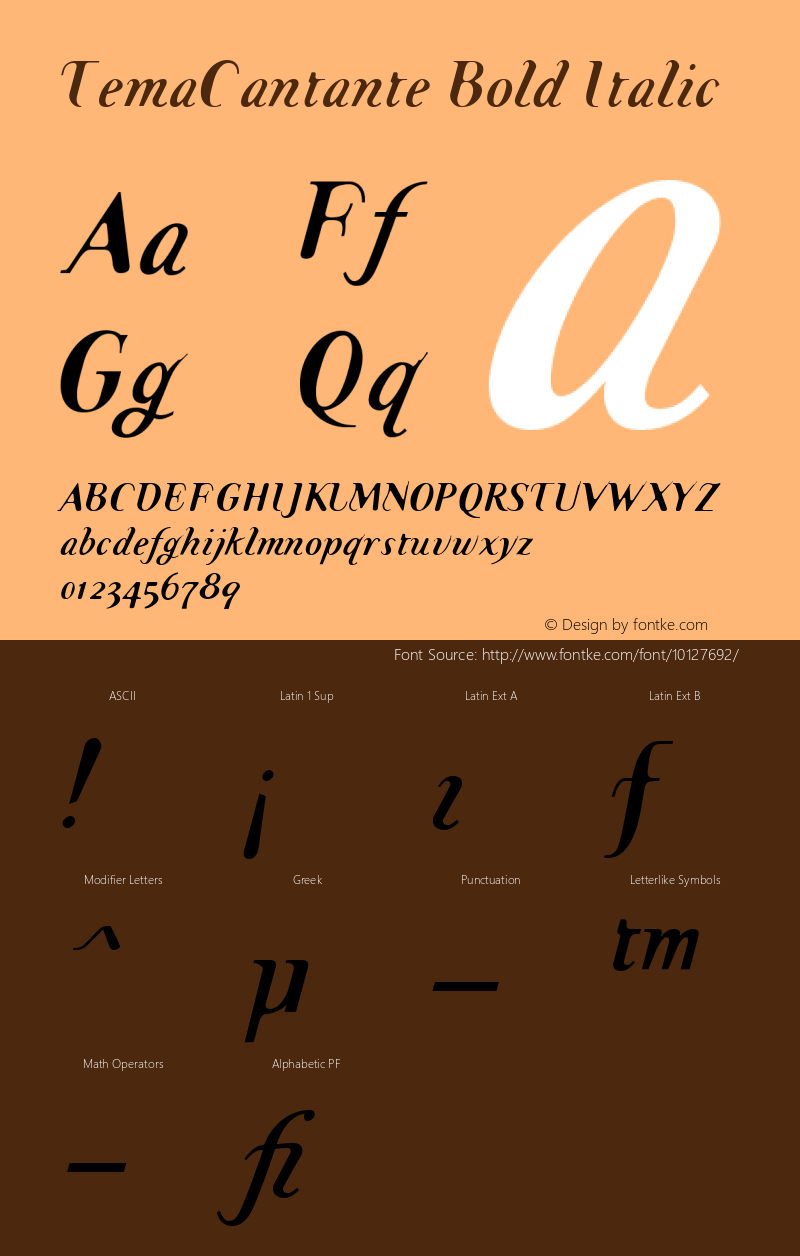 TemaCantante Bold Italic 001.000 Font Sample