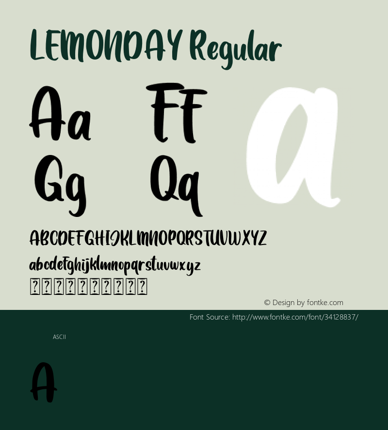 LEMONDAY Version 1.00;July 15, 2019;FontCreator 11.5.0.2430 64-bit Font Sample