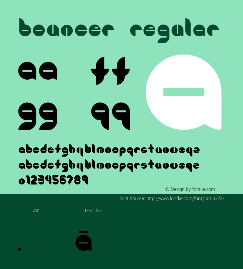 Bouncer Regular Macromedia Fontographer 4.1 1998-03-15 Font Sample