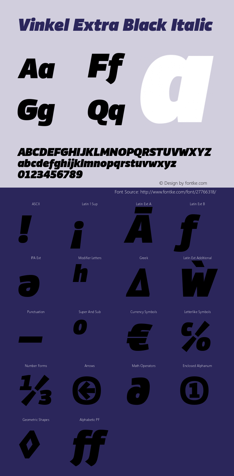 Vinkel-ExtraBlackItalic 1.000 Font Sample